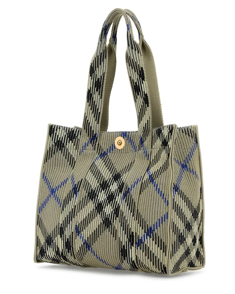 Burberry Women's Embroidered Canvas Shopping Bag Lichen Borse A Mano Beige