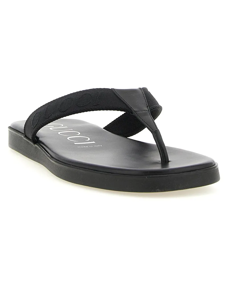 Gucci Jacquard Thong Sandals — Black Black