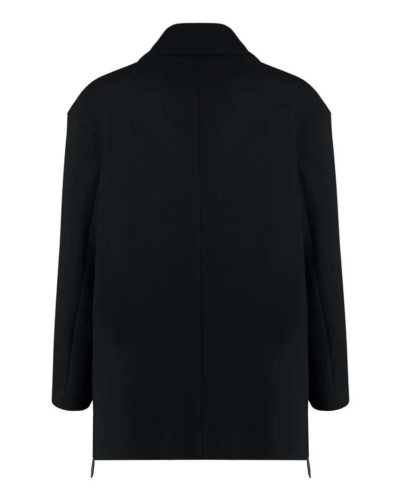 Giorgio Armani Men's Coat Double-Breasted Wool-Blend Black Polyamide Black