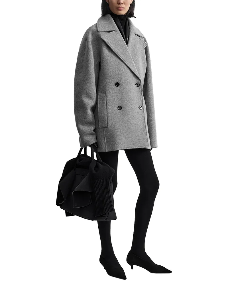 Totême Rounded Peacoat Coat — Gray Gray