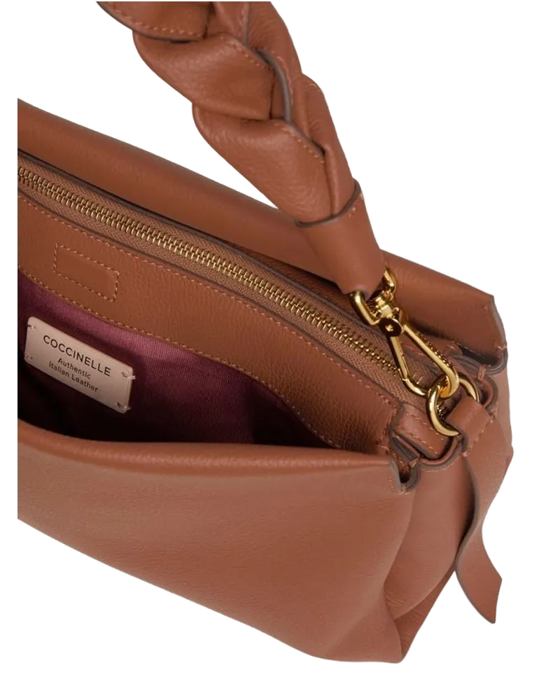 Coccinelle Women's Clutch Bag Cognac-Black Bovine Leather - Clutches Cognac/black Brown