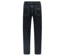 Used-Wash Straight-Leg Jeans — Dark Blue