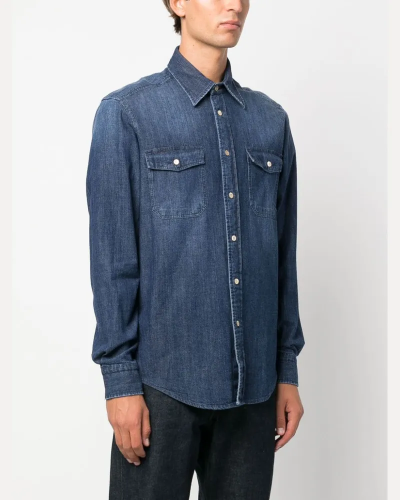 Boglioli Cotton Denim Shirt — Blue Blue