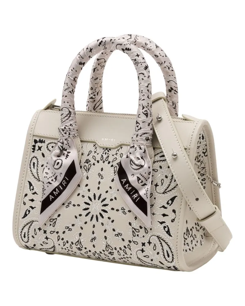 Amiri Women's Bandana Micro Triangle Purse -  Leather White Calfskin Bags Handbags-Purses White