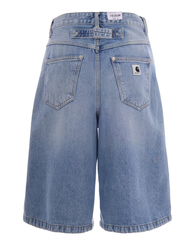 Carhartt WIP Women Bermuda Shorts Belmont Blue Denim Cotton Smith 'smith Blue