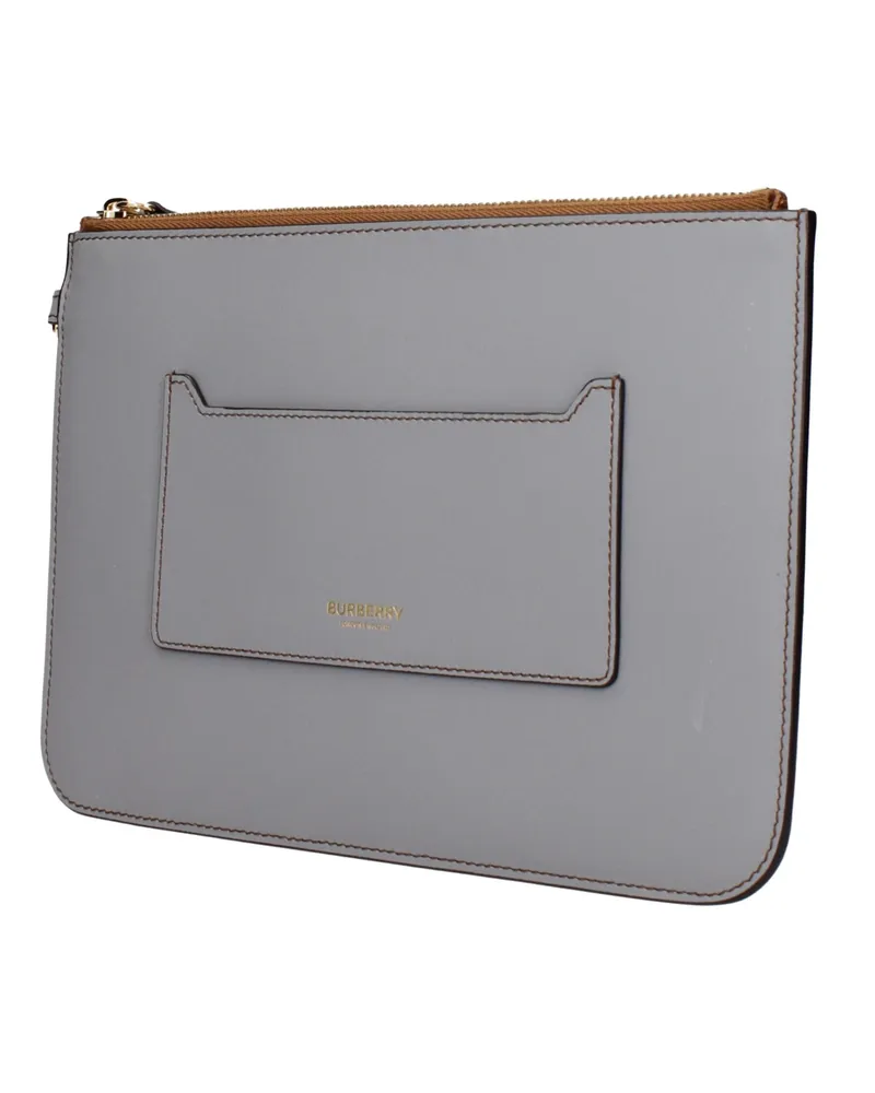 Burberry Leather Clutch — Gray Gray