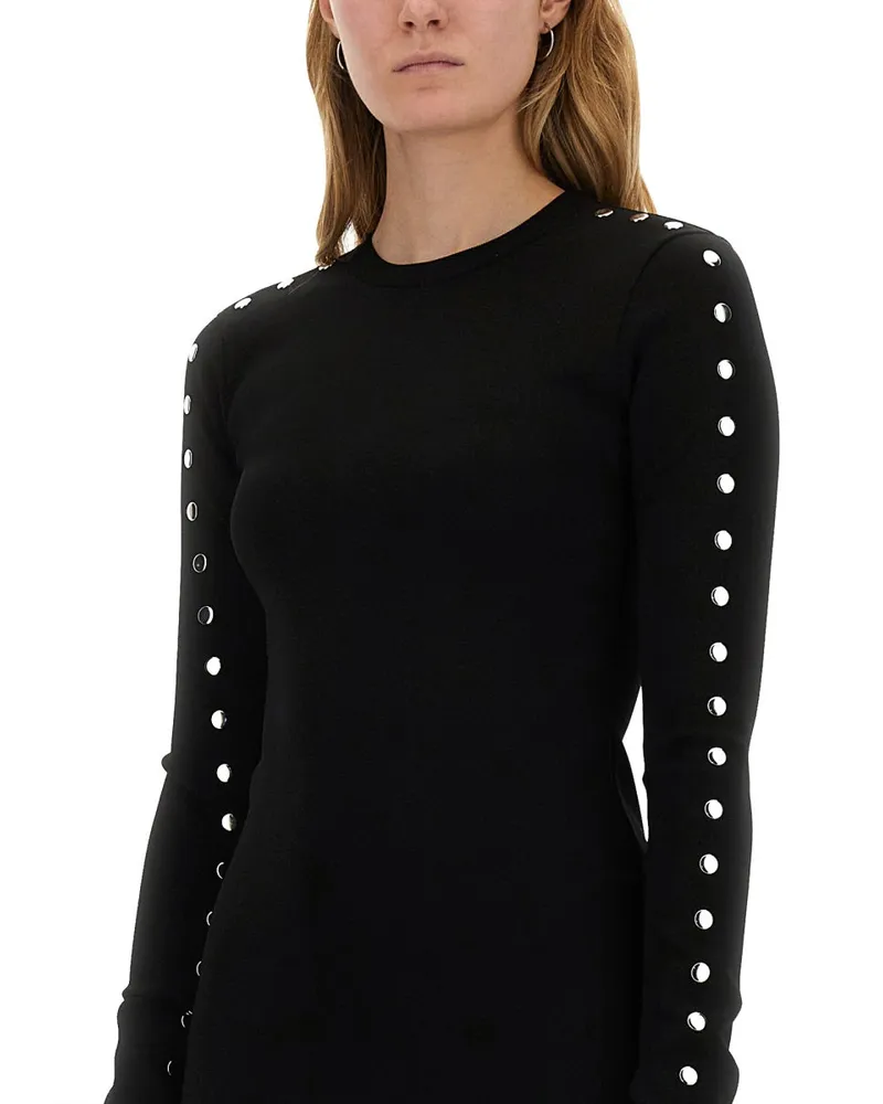 Stella McCartney Viscose Blend with Slit Midi Dress — Black Black