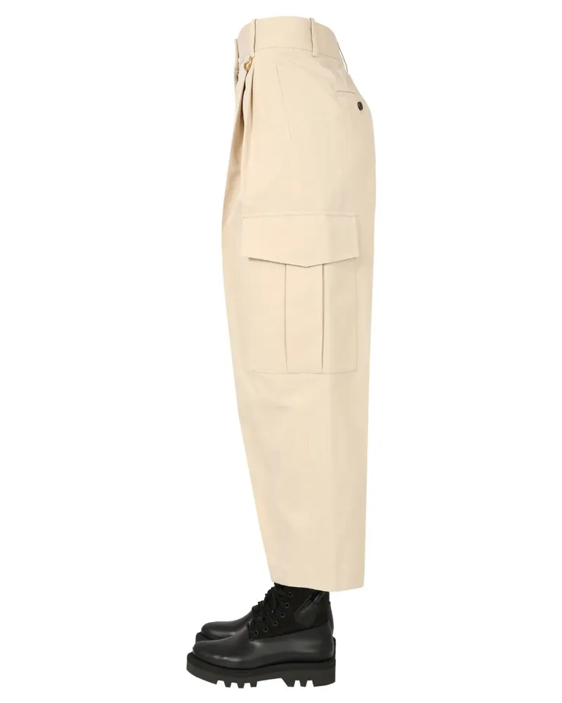 Givenchy High-Waist Cotton Cargo Pants — Ivory Ivory
