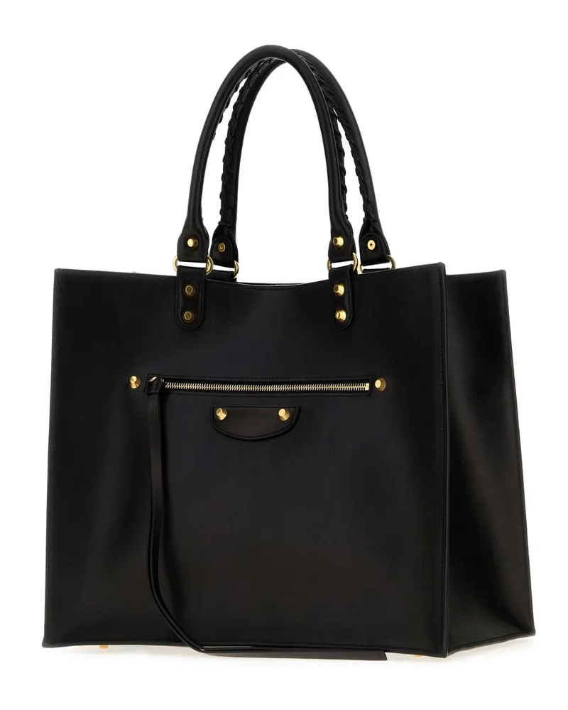 Balenciaga Women's Black Leather Large Le City Sleek Handbag Black-Ruby Borse A Mano Black/ruby Bag Black