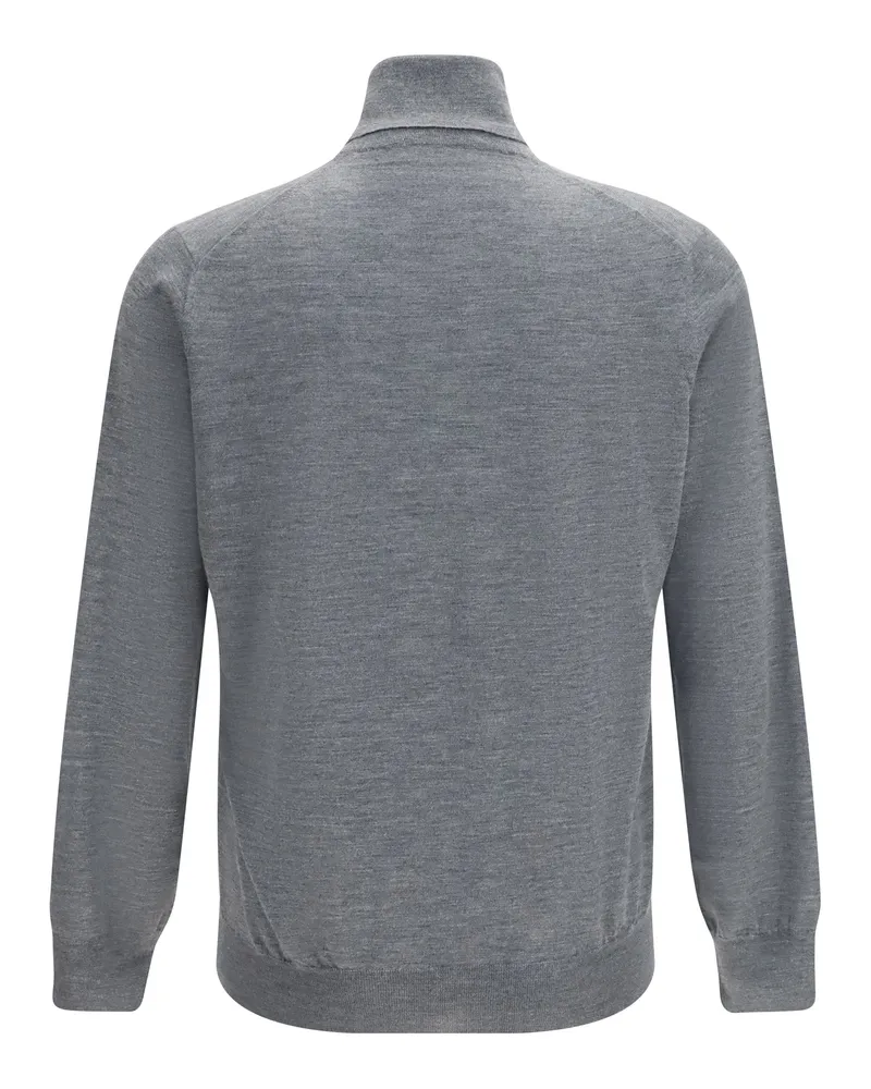 Brunello Cucinelli Men's Wool Turtleneck Sweater Lead Grey-Light Grey Fleece (ovis Aries) Grey/light Gray