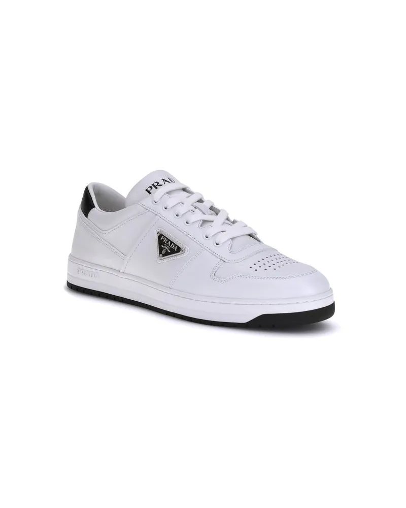 Prada Men's White Calf Leather Bos Taurus Low Top Sneakers White