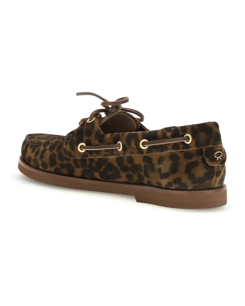 Gianvito Rossi Women's Loafers Leopard-Print Brown Brown