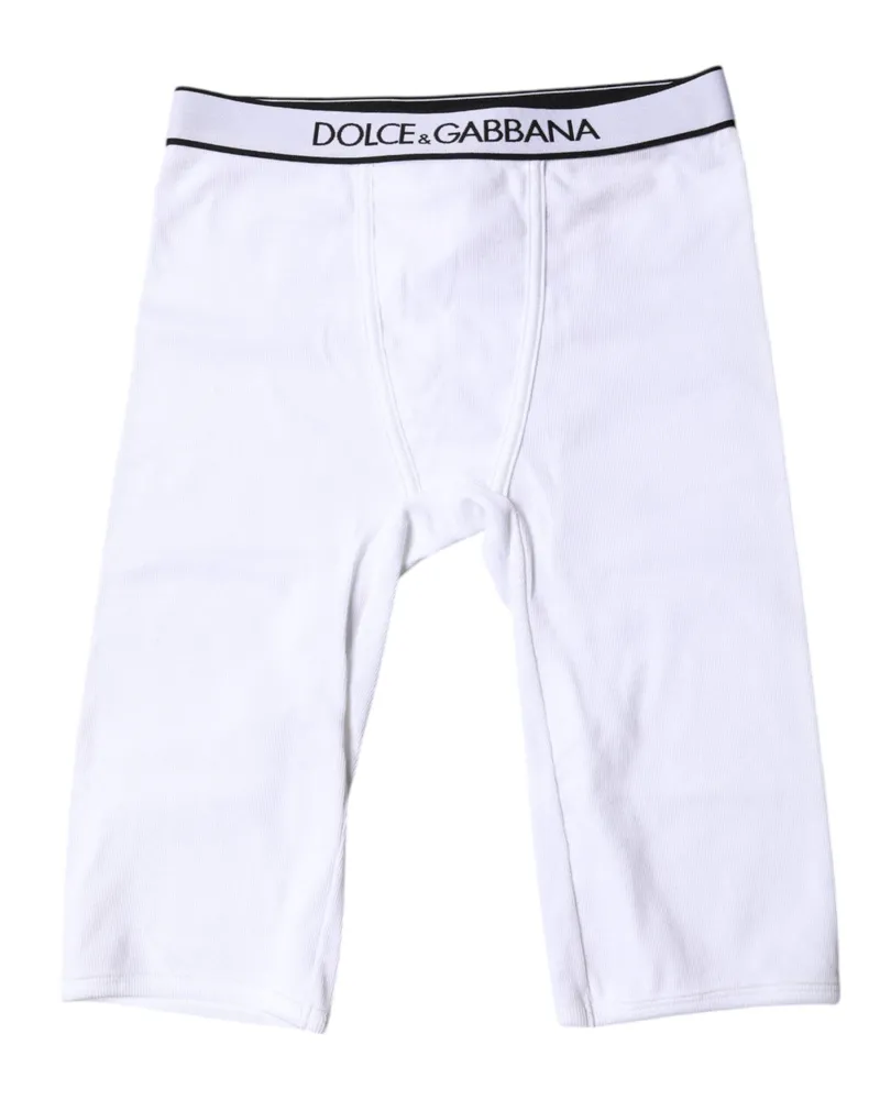 Dolce & Gabbana Women White Logo Cotton Cropped Tights Underwear Elastane Clothing White