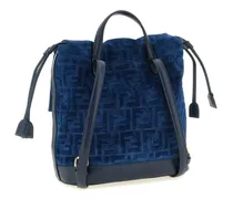 FF-Flocked Cotton Denim Backpack — Blue