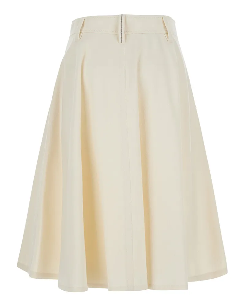 Brunello Cucinelli Flared Cotton Blend Skirt — White White