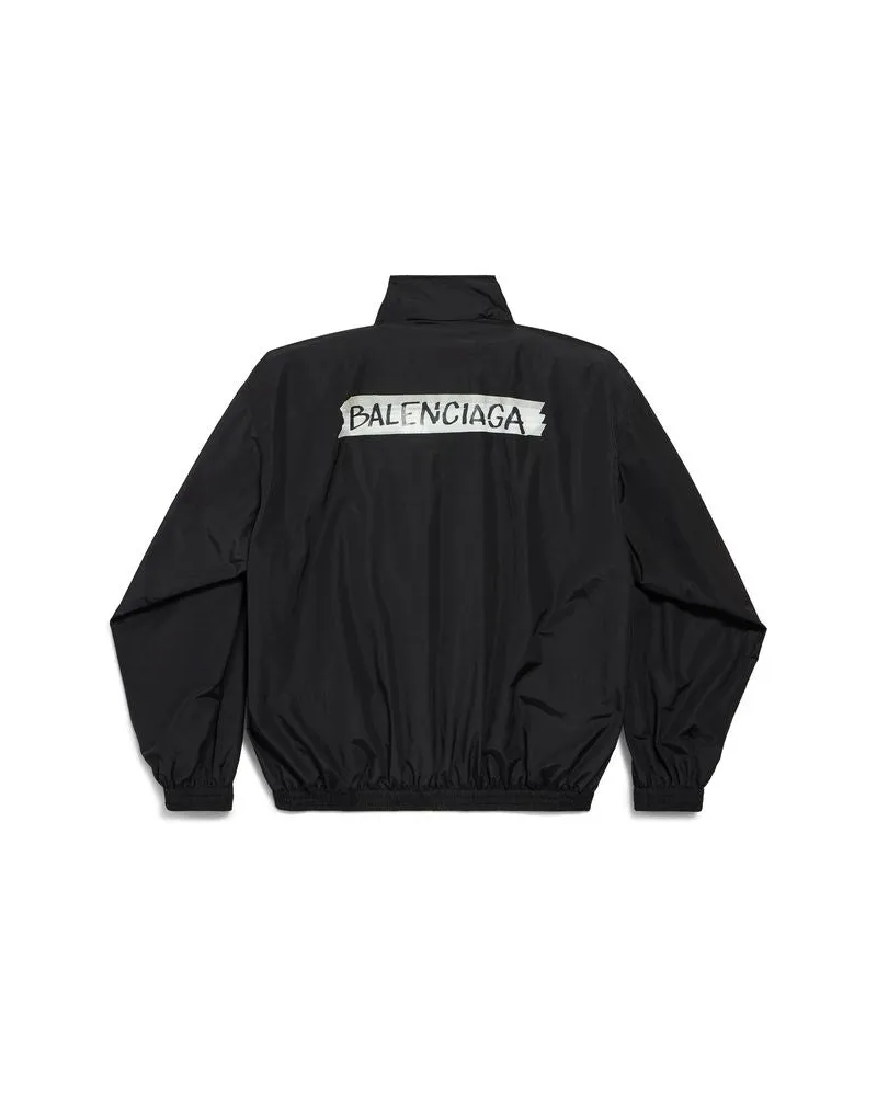 Balenciaga Logo-Patch Nylon Jacket — Black Black