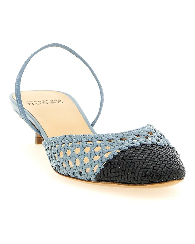 Francesco Russo Women's Blue Goatskin Mid Heel Pumps Blue