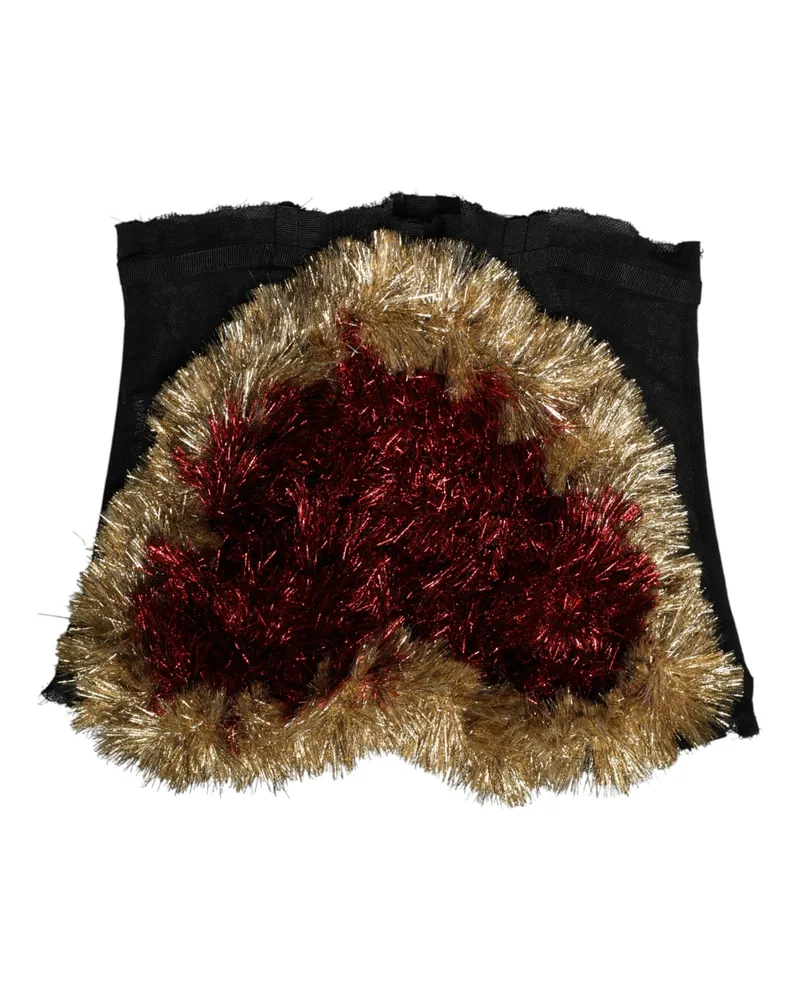 Dolce & Gabbana Tinsel Heart Embellished Bustier Top — Black Black