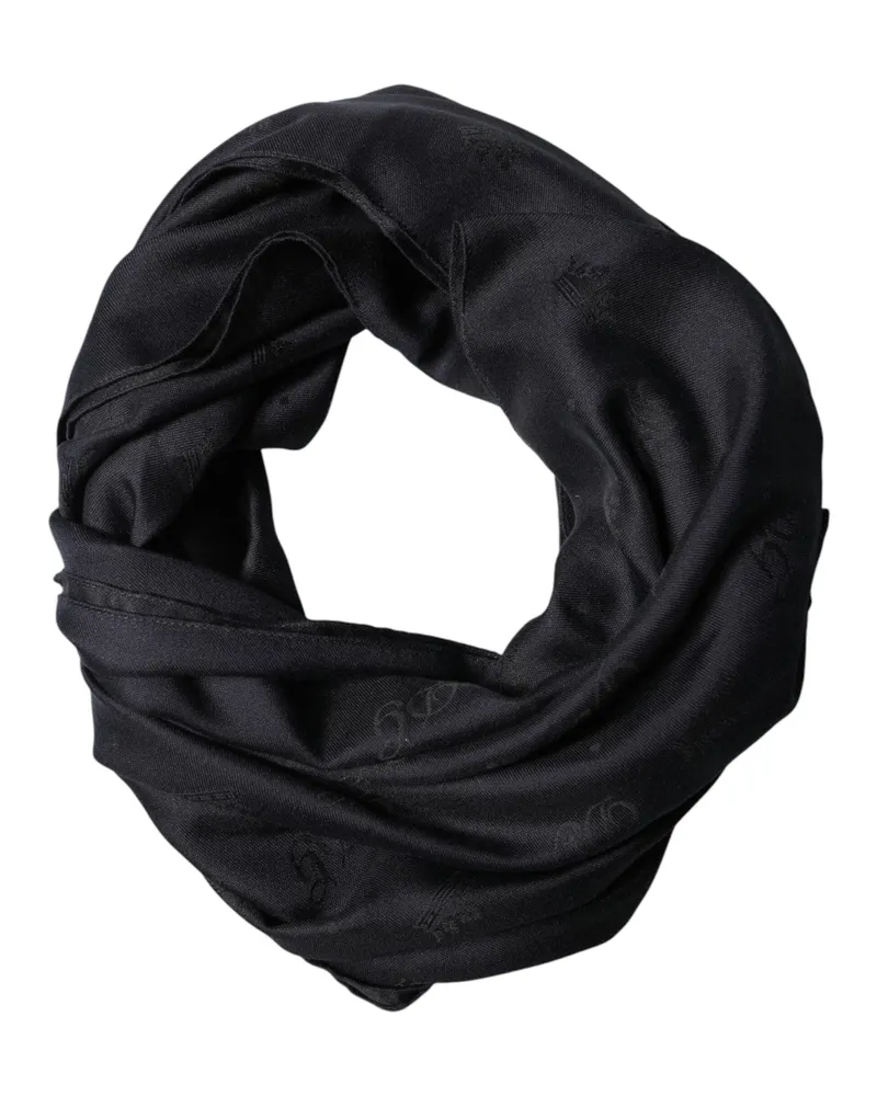 Dolce & Gabbana Men's Black Lace Stole Silk Neckwrap Shawl Scarf Co+se Black