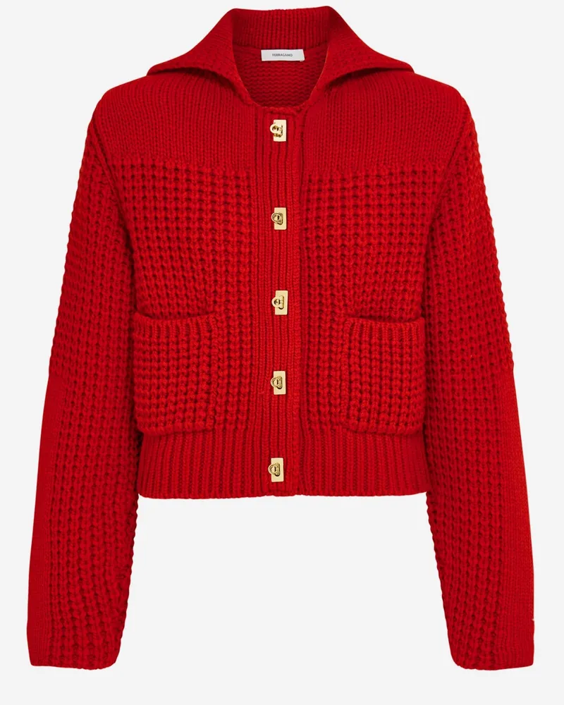 Ferragamo Women Cardigan Wool And Cashmere Red Sweater Red