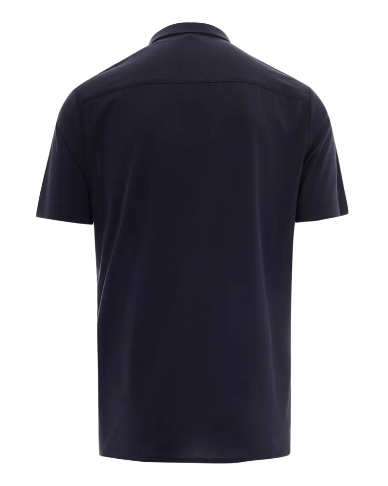 Emporio Armani Men's Shirt Slim Lyocell Blue Navy Fabric Navy
