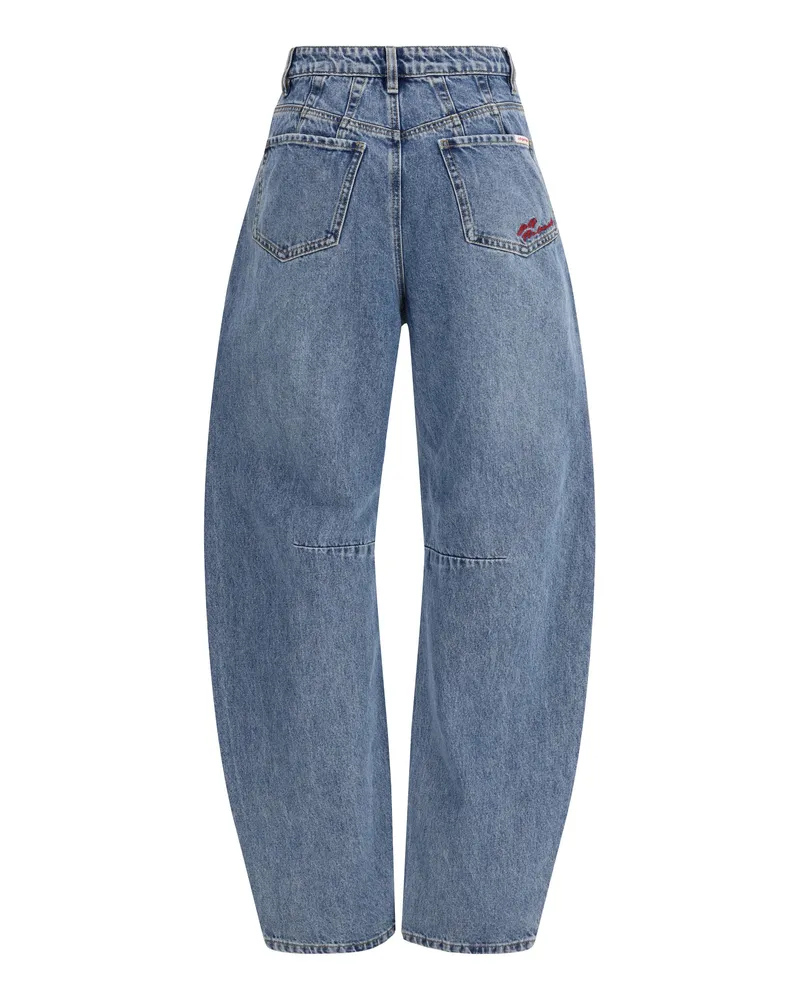 Self-Portrait Women's Barrel Leg Jeans Blue Cotton Blue