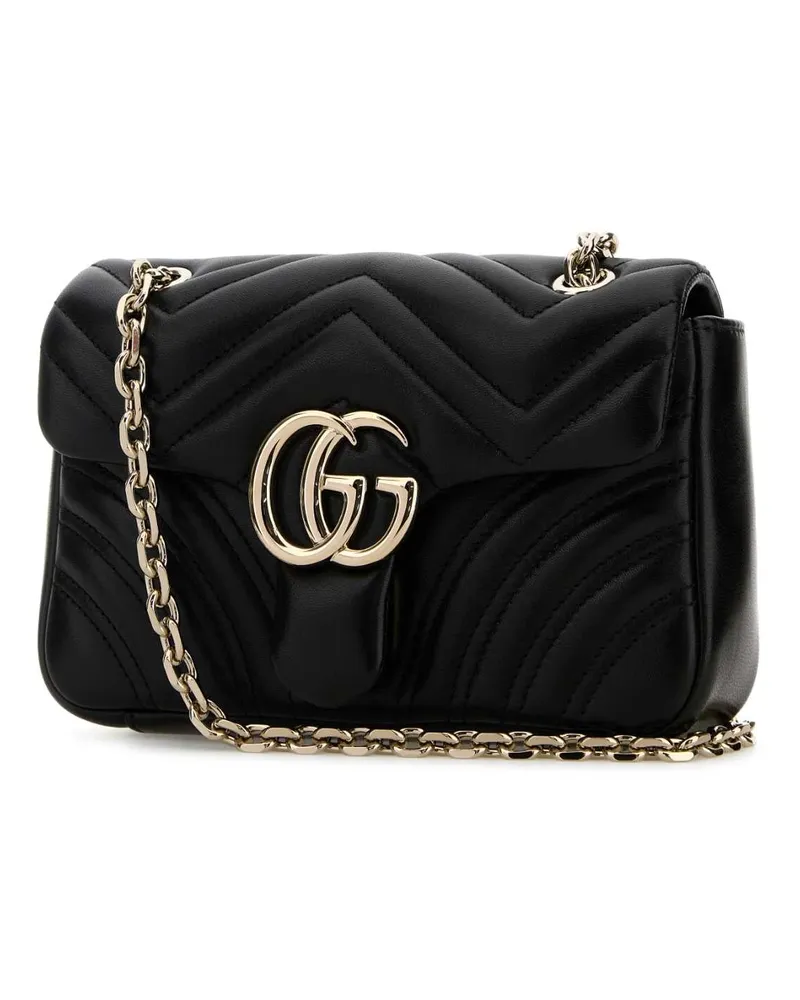 Gucci Women's Black Nappa Leather Small Gg Marmont Shoulder Bag Blackblackblack Lamb Borse A Tracolla Black