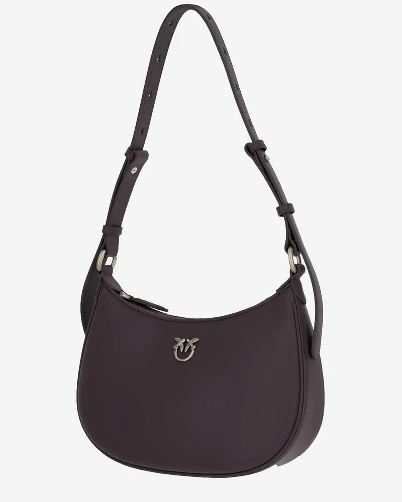Pinko Women's Shoulder Bag Simply Love Half-Moon Bordeaux Leather Bordeaux