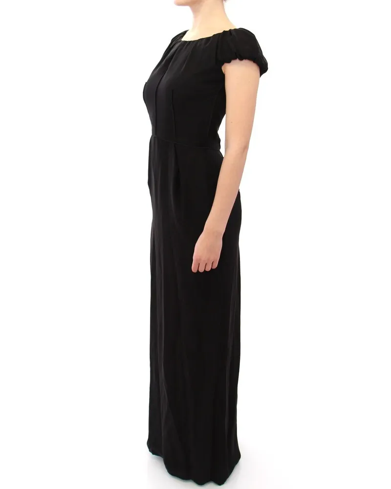 Dolce & Gabbana Women's Black Silk Shortsleeve Gown Maxi It Dress Black