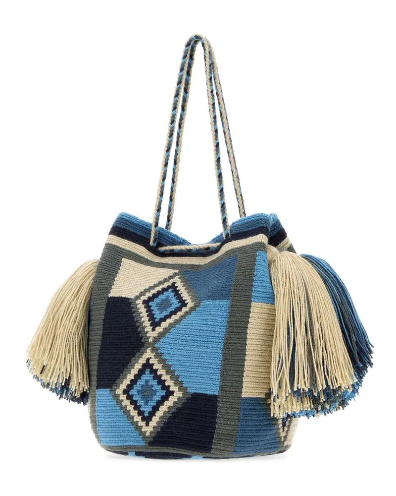 J.W.Anderson Women's Embroidered Fabric Wayuu Bucket Bag Bluemulti Exterior: Acrylic Clutch Blue
