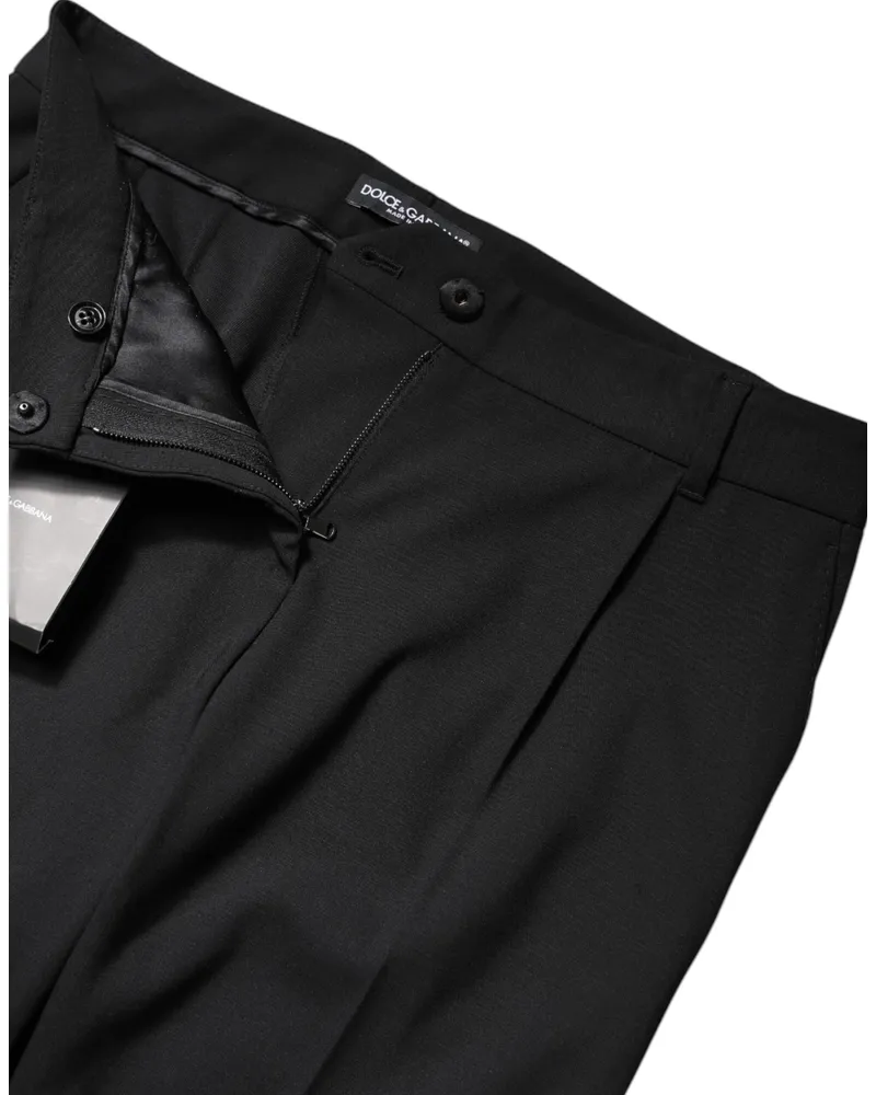 Dolce & Gabbana Women Black Wool High Waist Boot Cut Dress Pants Virgin Elastane Black