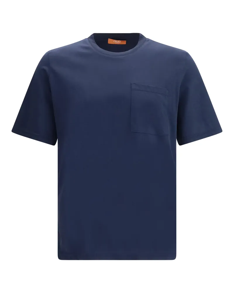 CRUNA Men's Crew-Neck T-Shirt Navy Cotton T-Shirts And Polos Navy