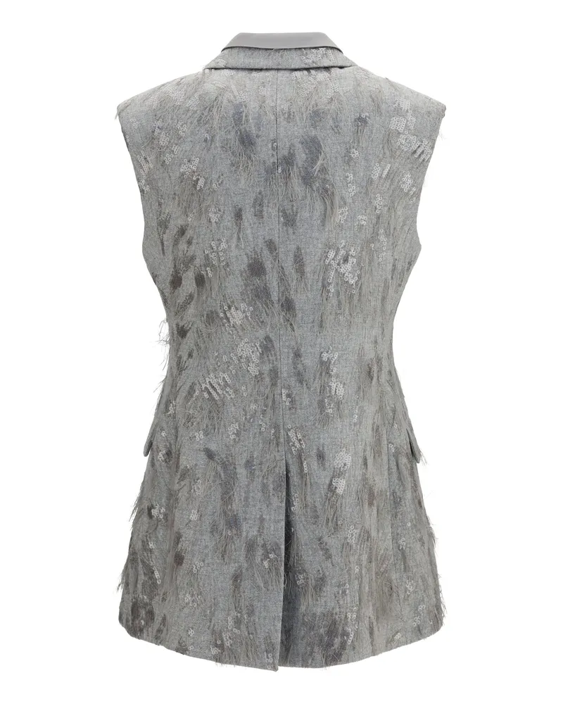 Brunello Cucinelli Dazzling Lynx Embroidery Vest Grigio