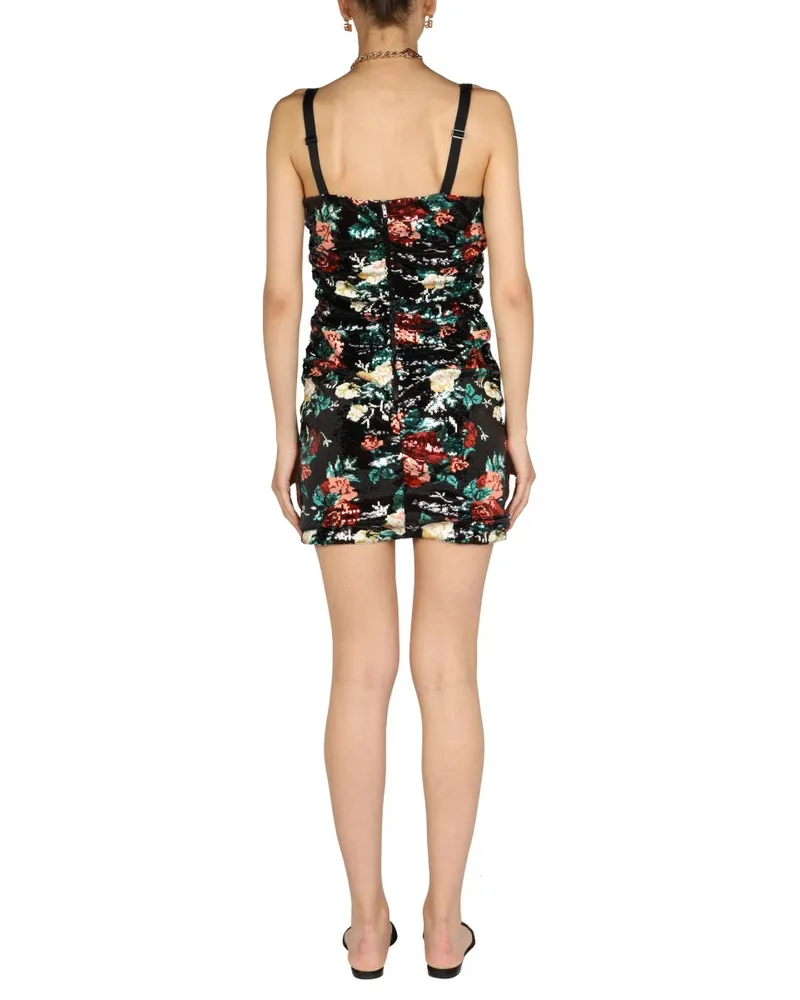 Dolce & Gabbana Rose Embroidery Short Dress — Multicolor Multicolor