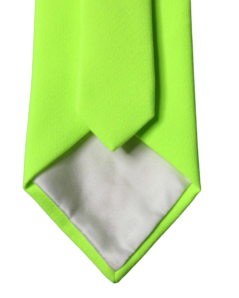 Dolce & Gabbana Neon Green Polyester Adjustable Women Tied Necktie Tie Black And White Silk Green