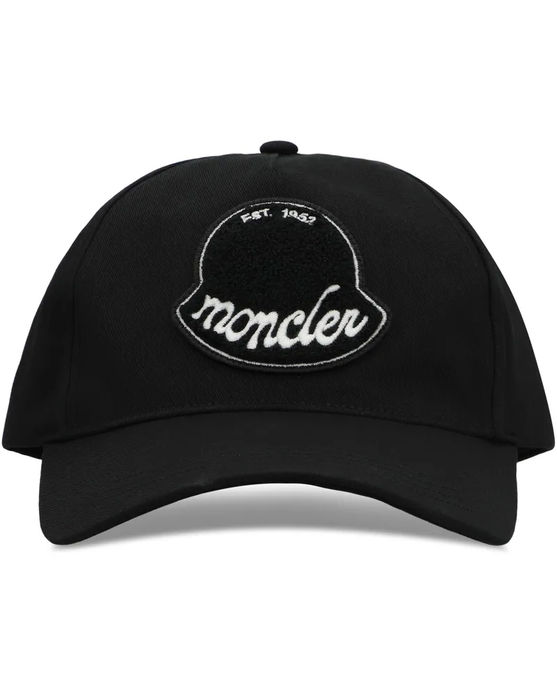 Moncler Men's Baseball Cap With Logo Black Cotton Hat Black