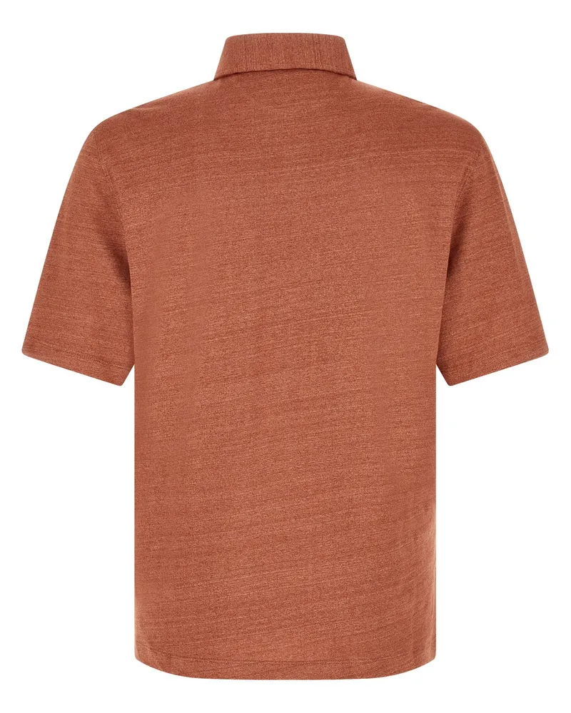 Brunello Cucinelli Men's Orange Linen Polo Shirt Orange
