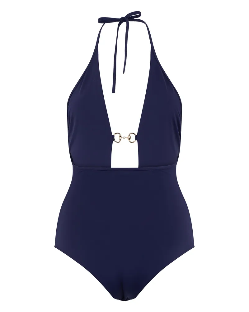 Gucci Women's One-Piece Swimsuit With Clamp Detail Dark Blue Polyamide One-Pieces Navy