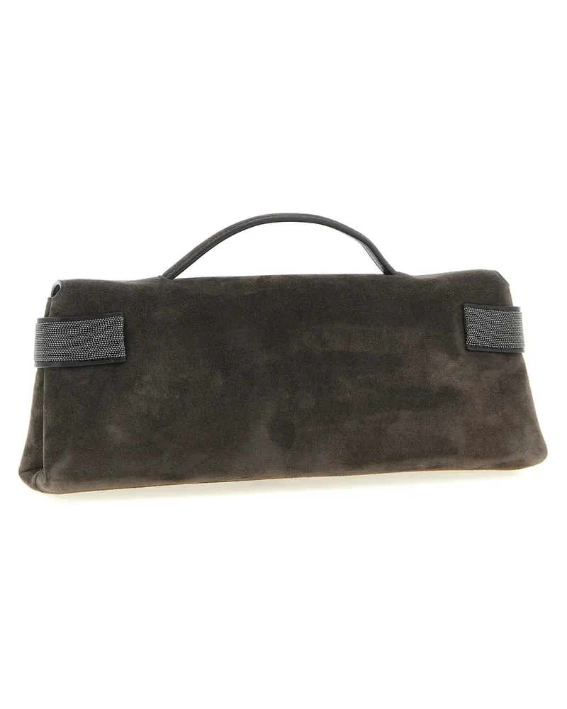 Brunello Cucinelli Women's Essence Clutch Brown Calfskin Leather Brown