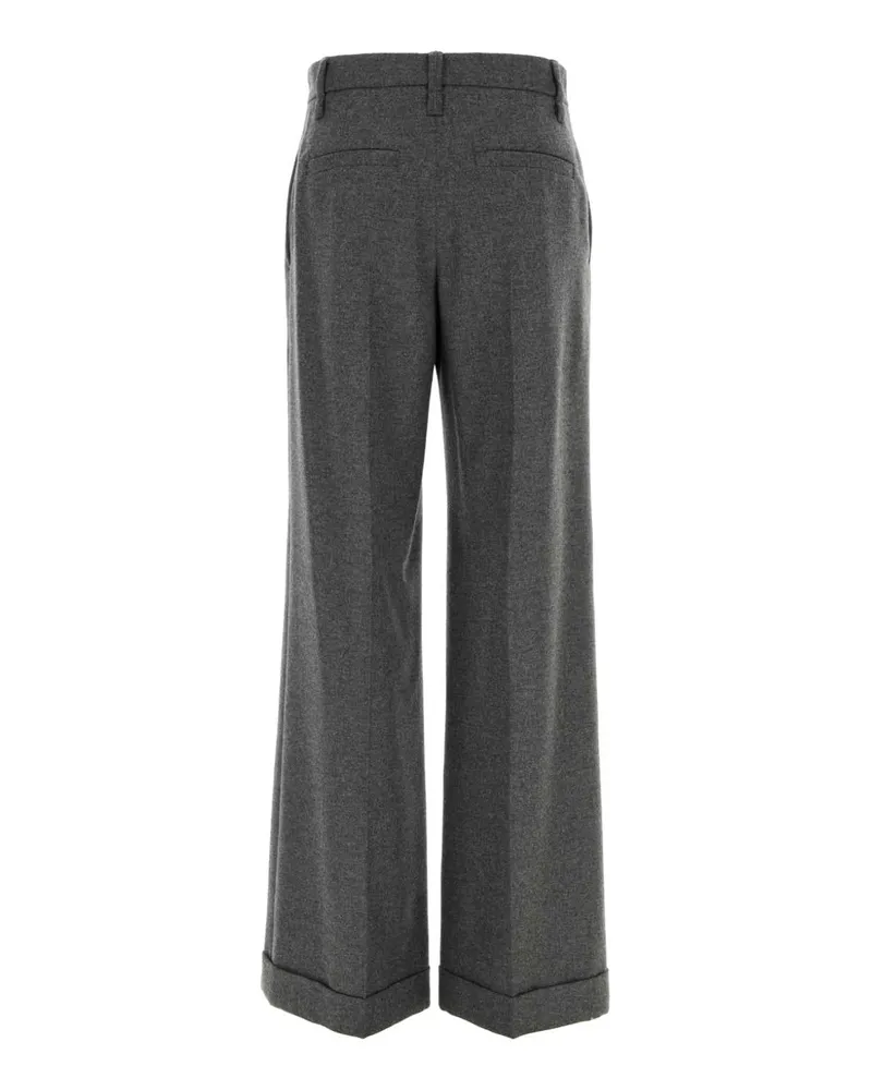 Brunello Cucinelli Wool-Blend Palazzo Trousers — Gray Gray