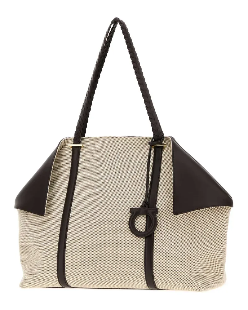 Ferragamo Women's Multicolor Canvas Scarf Shopping Bag Naturalemulticolort.morotestadimoro Borse A Mano Multicolor