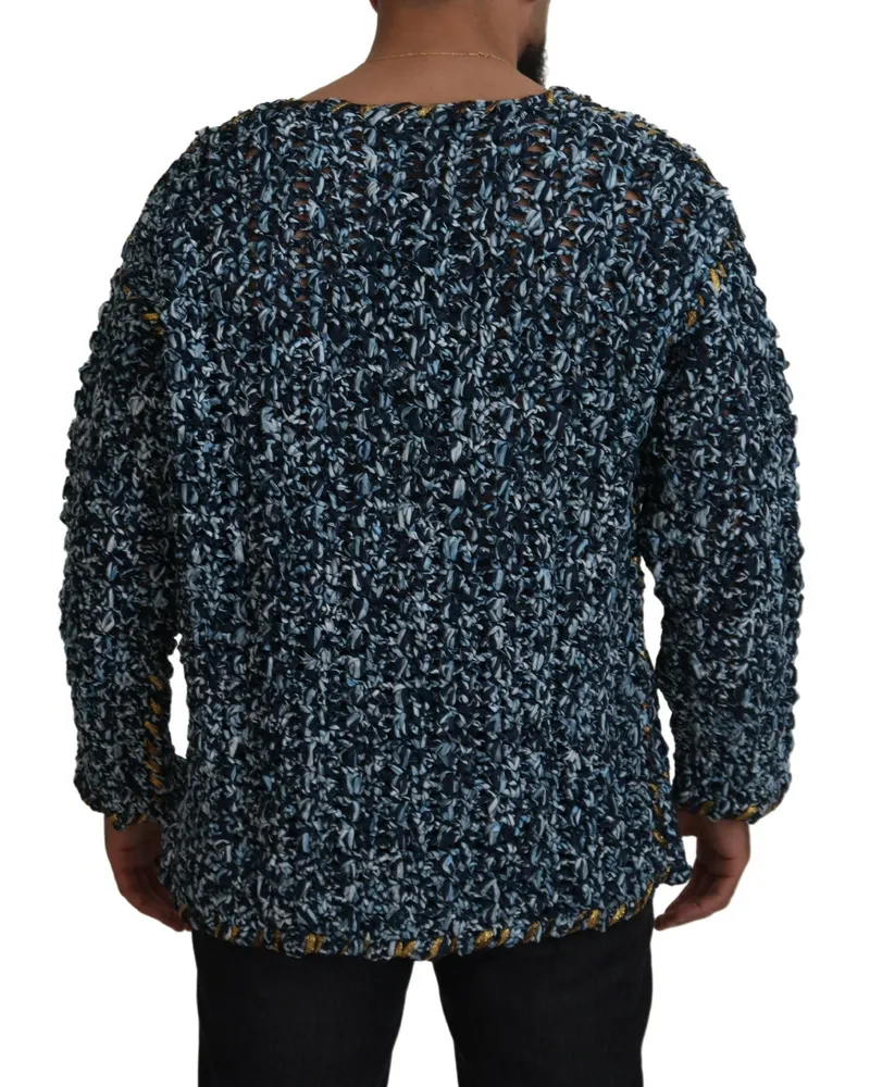 Dolce & Gabbana Men Blue Button Cardigan Fatto A Mano Sweater Elastane Clothing Blue