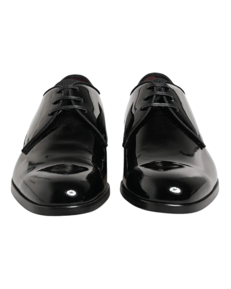Dolce & Gabbana Men's Black Calfskin Leather Derby Dress Shoes 100lf Black