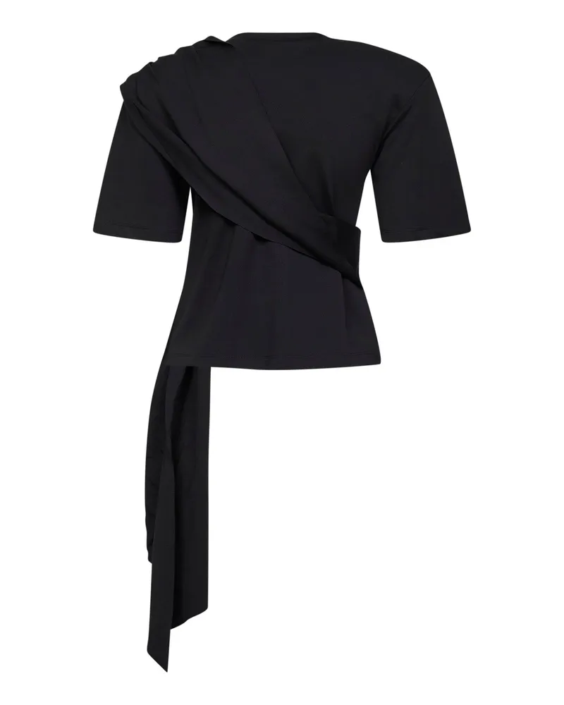 Giuseppe di Morabito Crystal Feather Draped T-Shirt — Black Black