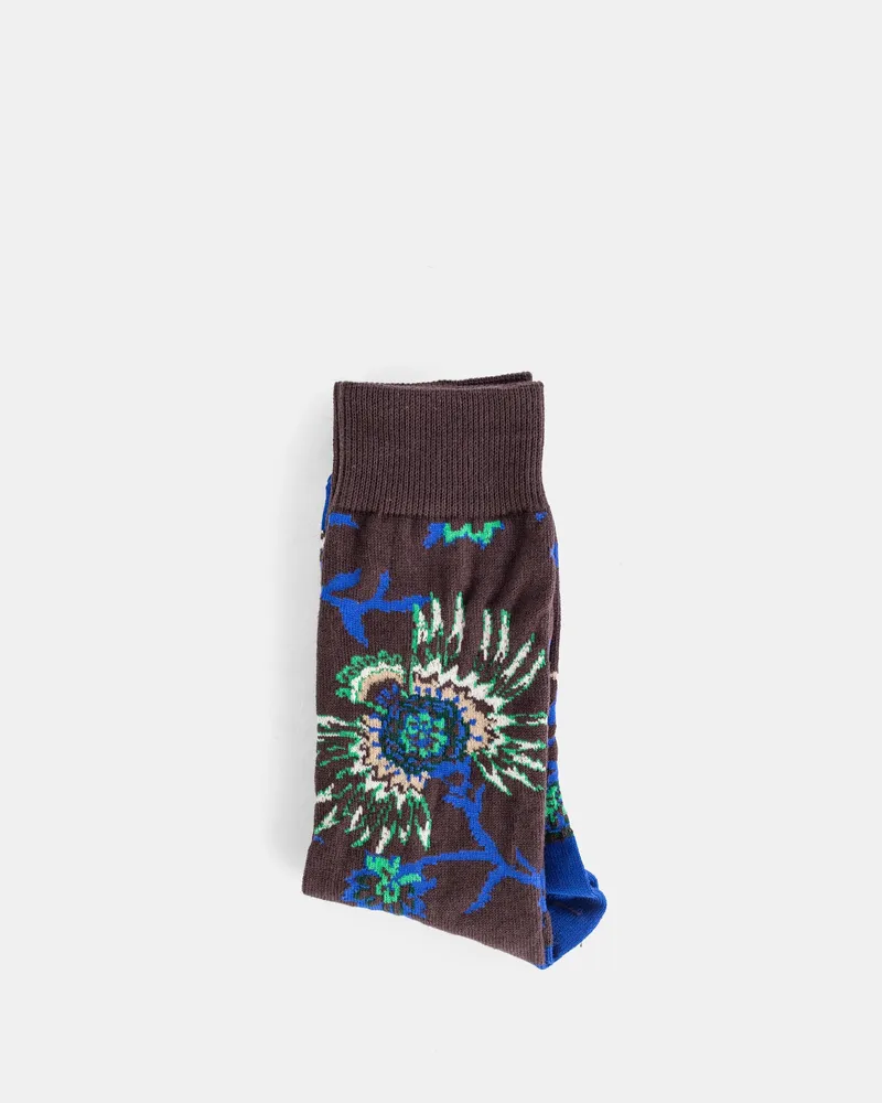 Sacai Women's Chaussettes Floral Socks Marron Brown Brown
