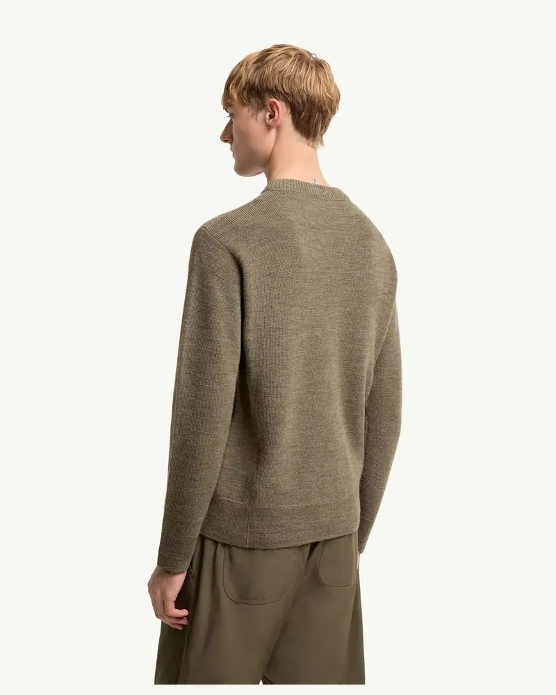 Moncler Knit Crew-Neck Sweater — Khaki Khaki