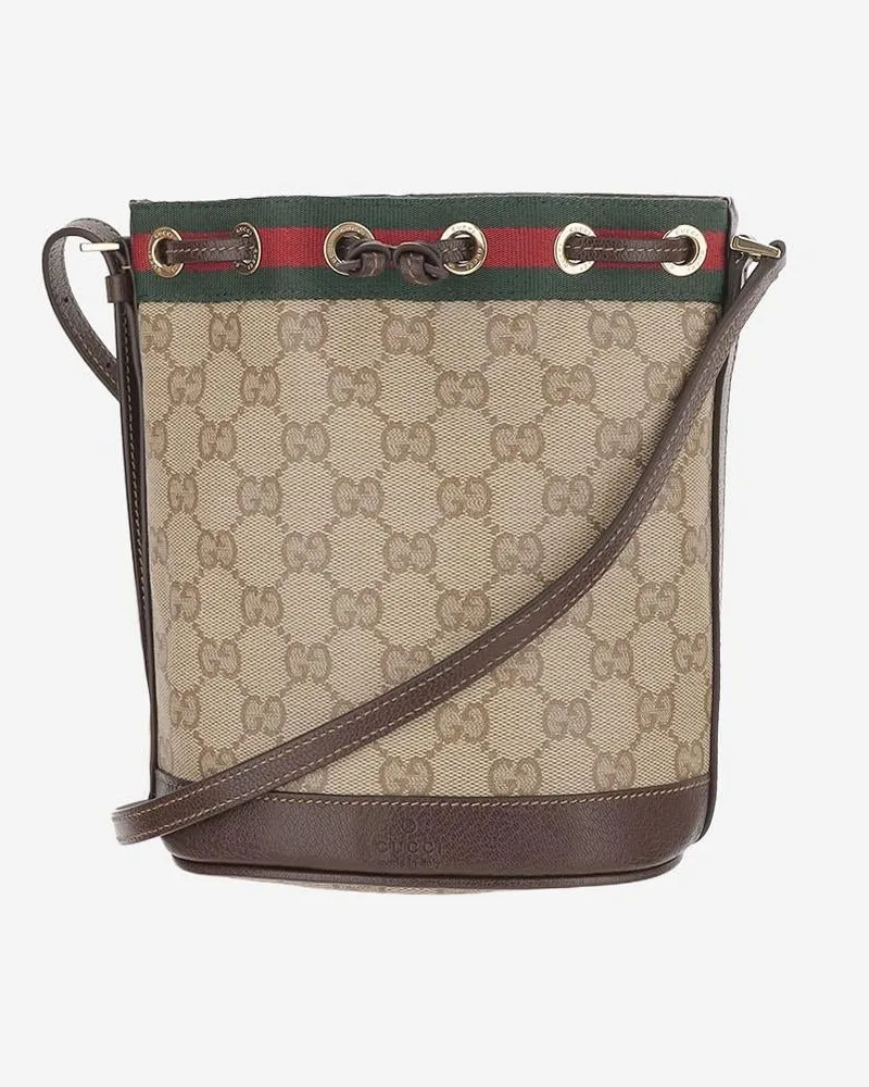 Gucci Women's Mini Bucket Bag Beige Cotton Shoulder Beige