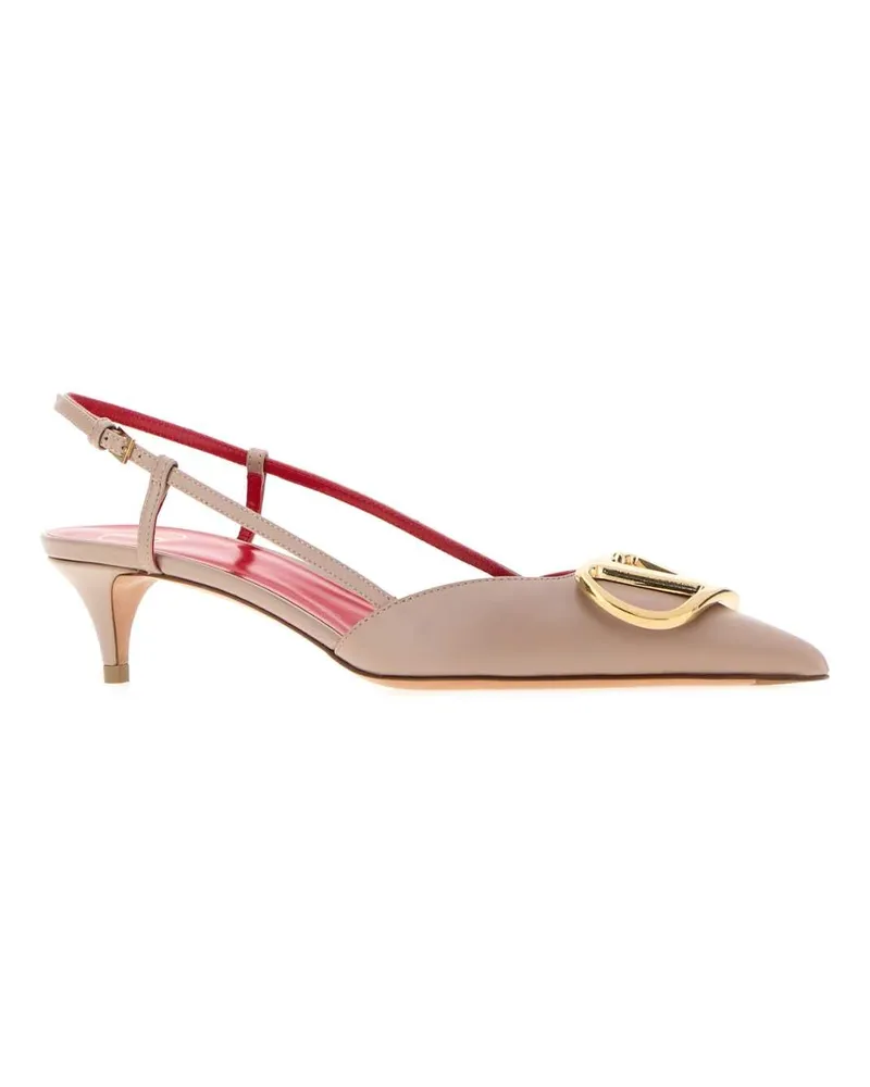 Valentino Garavani Women's Antiqued Pink Leather Vlogo Signature Pumps Poudre Scarpe Con Tacco High Heel Shoes Beige