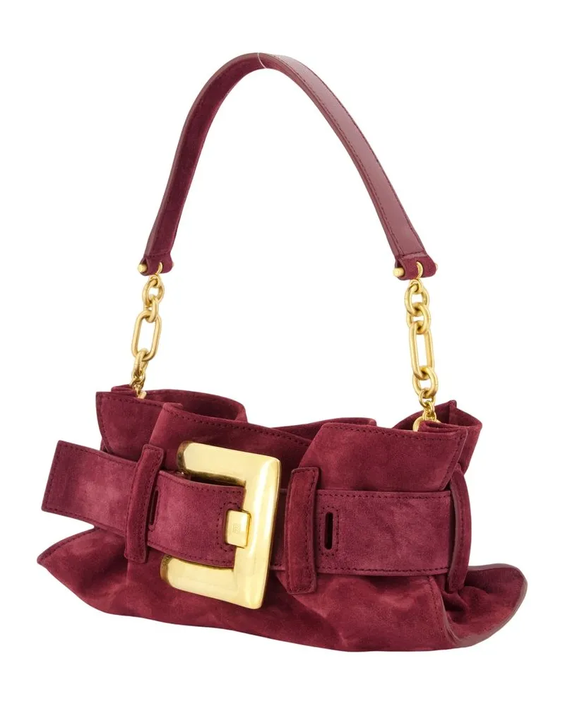 Balmain Women's Anthem Mini Shoulder Bag -  Leather Burgundy Calfskin Shoulder-Hobo-Bags Burgundy
