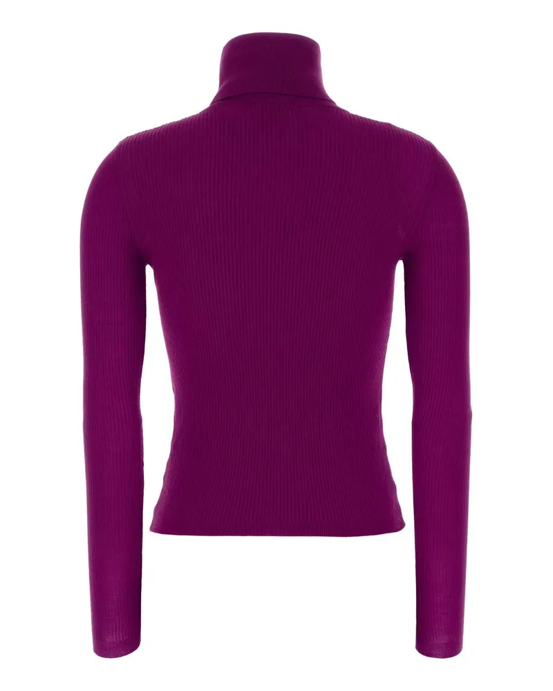Saint Laurent Women Purple Cashmere Blend Sweater Magenta Exterior: Wool Silk Maglieria Purple